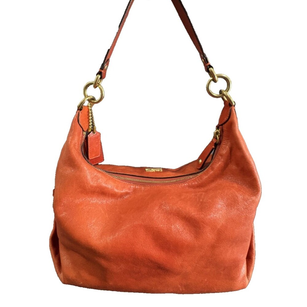 Coach Madison Women's High-quality Leather Hobo Shoulder Bag Burnt Orange - Picture 4 of 16